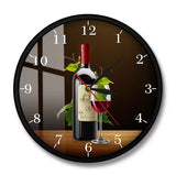 Horloge Cuisine </br> Verre de Vin et Bouteille