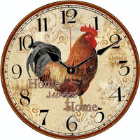 horloge murale cuisine avec un coq style vintage et rustique