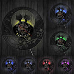 horloge murale vinyle chat de lune lumière led